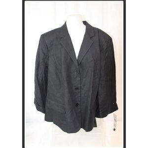 NWT LAUREN Ralph Lauren Linen Fountainhead Black Jacket Size 22W